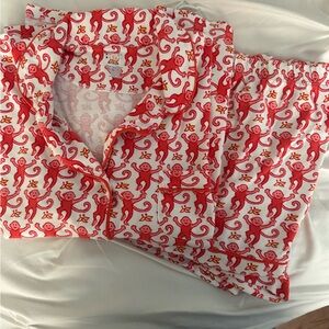 Roller Rabbit Red Monkey Print Pajama set